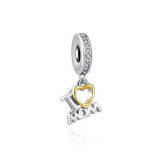 I Love Mom Golden Heart Charm