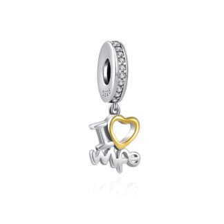 I Love Wife Golden Heart Charm