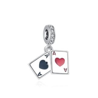 Black and Red Ace Cards Charm