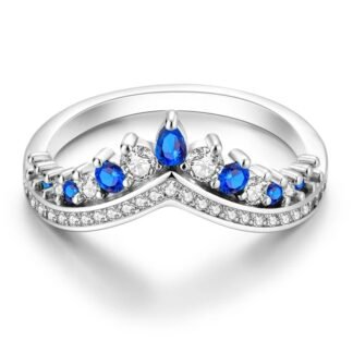Crystal Crown Silver Ring