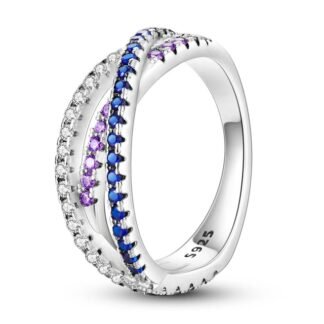 Crystal Criss Cross Silver Ring