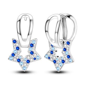 Crystal Star Silver Hoop Earrings