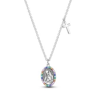 Virgin Mary Cross Silver Necklace