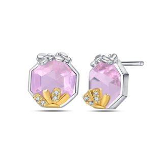 Pink Crystal Silver Stud Earrings