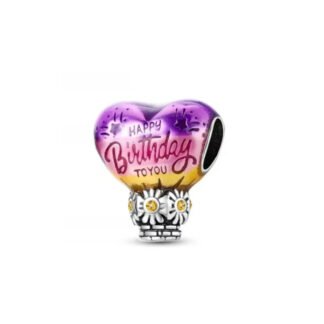 Gradient Happy Birthday Heart Daisies Charm