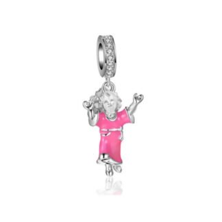 Dancing Woman Pink Dress Gown Charm