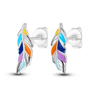 Feather Silver Stud Earrings