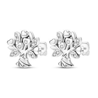 Crystal Tree Silver Stud Earrings