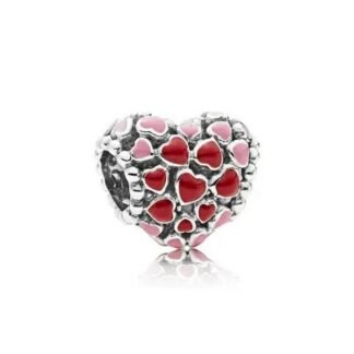 Heart Covered in Red and Pink Hearts Charm