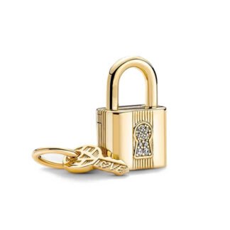 Golden Love Lock and Key Safety Charm