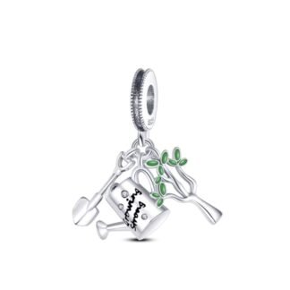 Silver Gardening Toll Growing Plant Charm