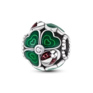 Green Lucky Clovers Ladybug Charm