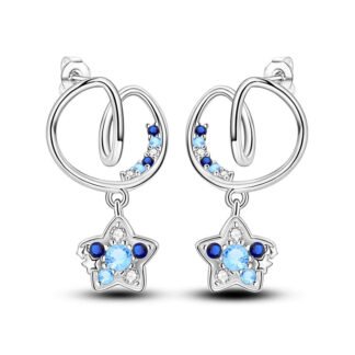 Blue Star Silver Stud Earrings