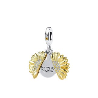 Golden Open Sunflower Halves My Sunshine Charm
