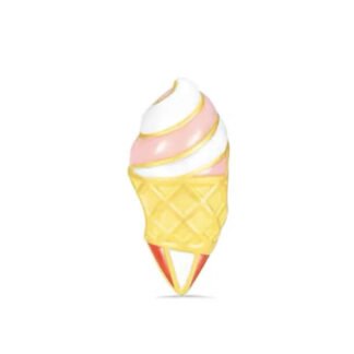 Golden Ice-cream Cone Pink and White Swirl Charm