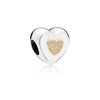 Silver Heart Smaller Gold Heart Charm