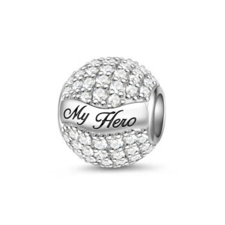 Silver Remembrance My Hero White Gems Bead Charm