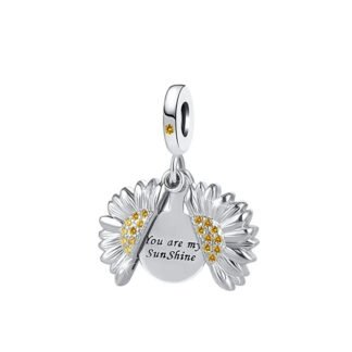 Silver Open Sunflower Halves My Sunshine Charm