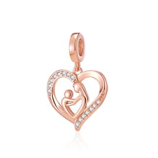 Rose Gold Motherly Love and Baby Heart Charm