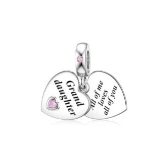 Silver Heart Granddaughter Reminder Pink Gem Charm