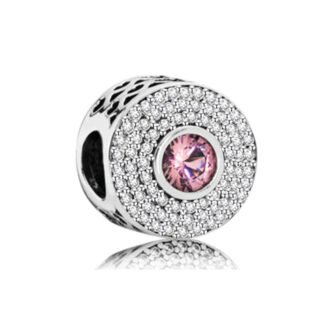 Sparkly Round White Gems Pink Center Gem Charm