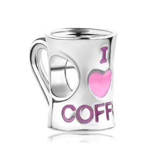Pink "I Love Coffee" Mug Charm
