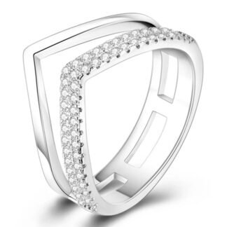 Crystal Geometric Silver Ring