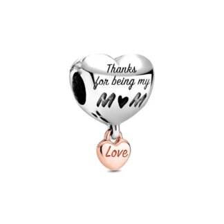 Big Silver Heart Grateful Mom Charm