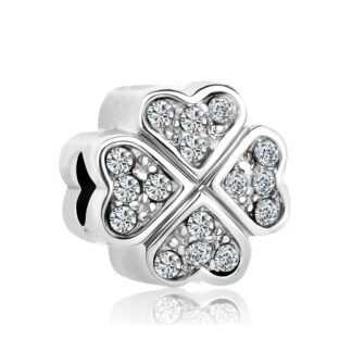 Silver Sparkly Solid Big Lucky Clover Charm