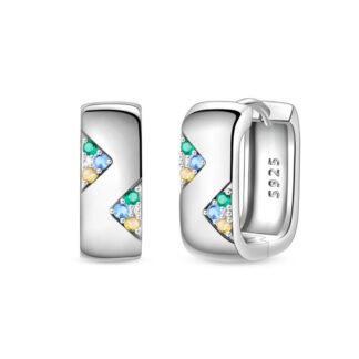 Crystal Silver Hoop Earrings
