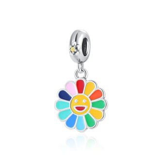 Colorful Hyper Happy Smiling Flower Charm