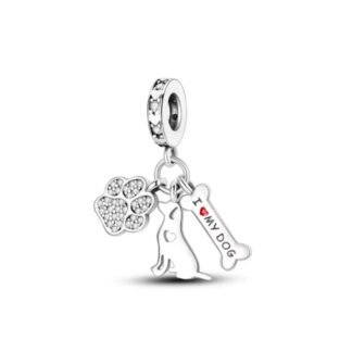 Silver Dog Paw Bone Love Charm