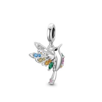 Colorful Gem Wings Hummingbird Charm