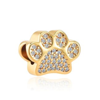 Sparkly Gold Pet Paws Charm