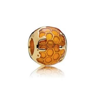 Silver Golden Honeycomb Hexagons Bead Charm