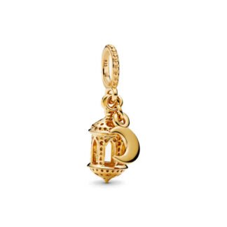 Gold Crescent Moon Hanging Incense Burner Charm