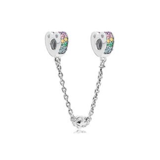 Rainbow Gems Hearts Chain Charm