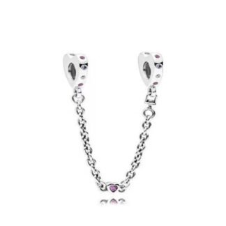 Sparse Purple Gems Hearts Chain Charm