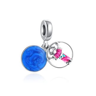 Gowned Person Blue Circle Charm
