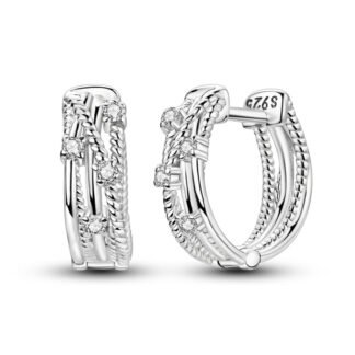 Crystal Silver Hoop Earrings