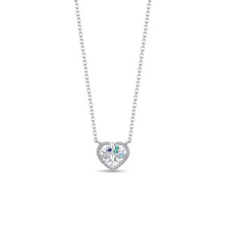 Crystal Heart Tree Silver Necklace