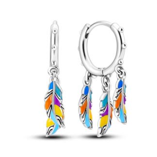 Feather Dreamcatcher Silver Hoop Earrings
