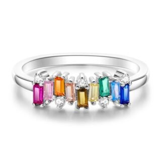 Rainbow Crystal Silver Ring