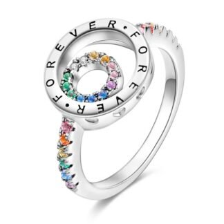 Rainbow Crystal Forever Silver Ring