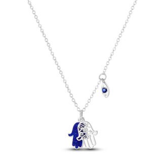 Hamsa Hand Evil Eye Silver Necklace