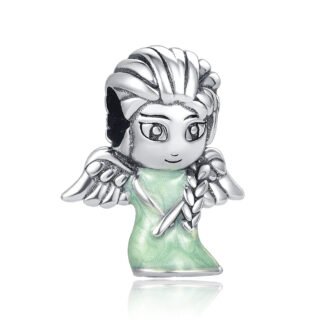 Silver Angelic Green Jade Elsa Frozen Charm