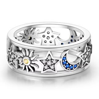 Sun Moon Star Silver Ring