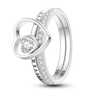 Crystal Heart Silver Ring