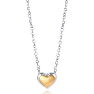 Gold Heart Silver Necklace