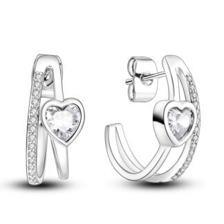 Crystal Heart Silver Stud Earrings